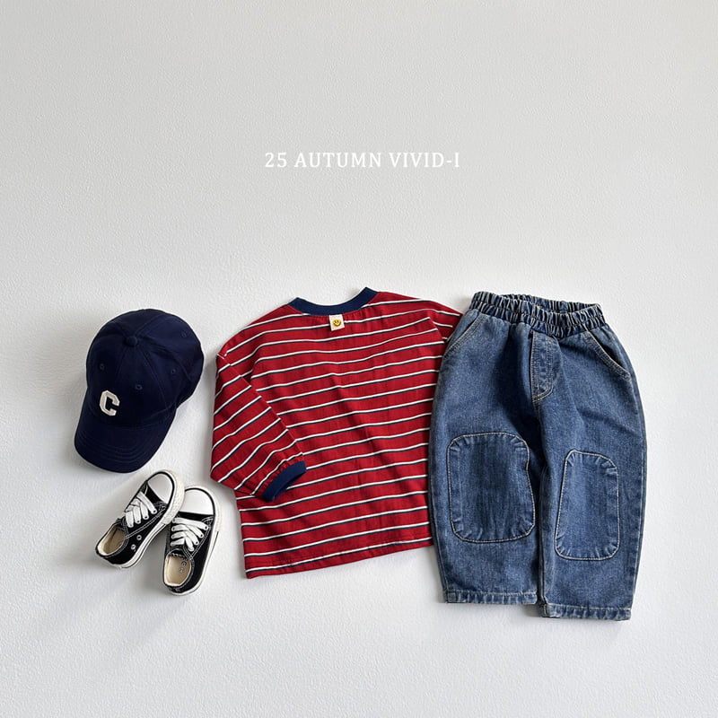 Vivid I - Korean Children Fashion - #kidsshorts - Smile Label Stripe Tee - 8
