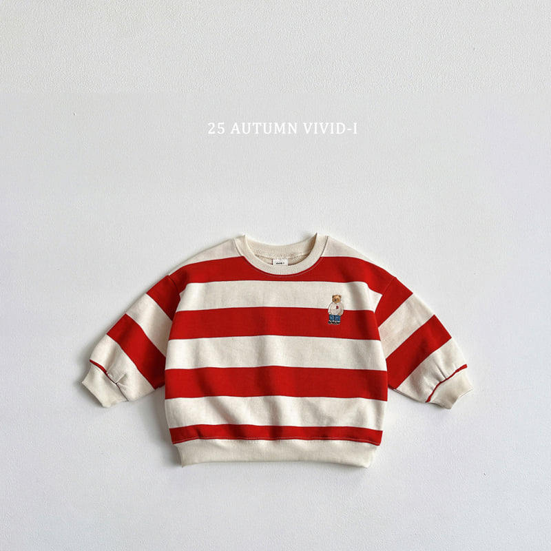 Vivid I - Korean Children Fashion - #fashionkids - Bold Stripe Bear Sweatshirt - 4