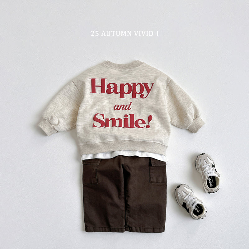 Vivid I - Korean Children Fashion - #kidsshorts - Happy Embossed Sweatshirt - 11