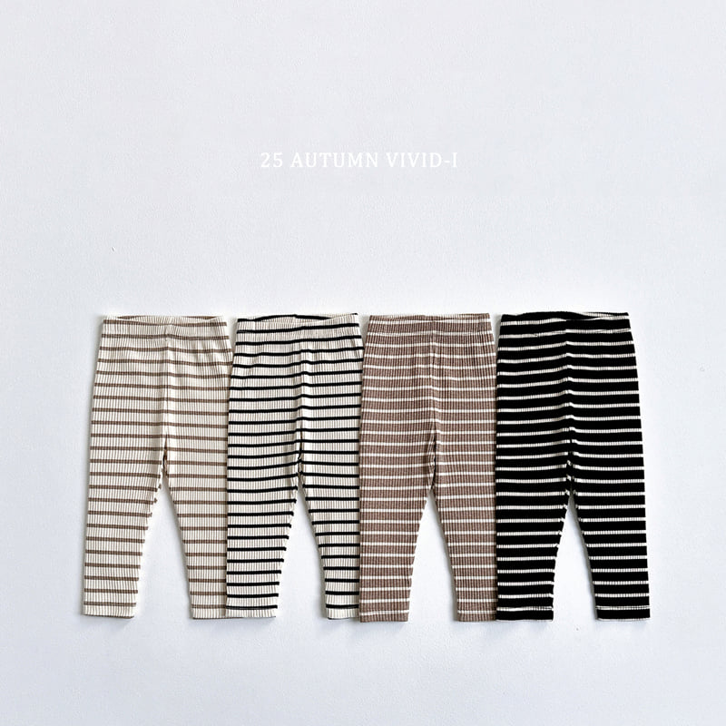 Vivid I - Korean Children Fashion - #kidsshorts - Ribbed Striped Leggings - 3