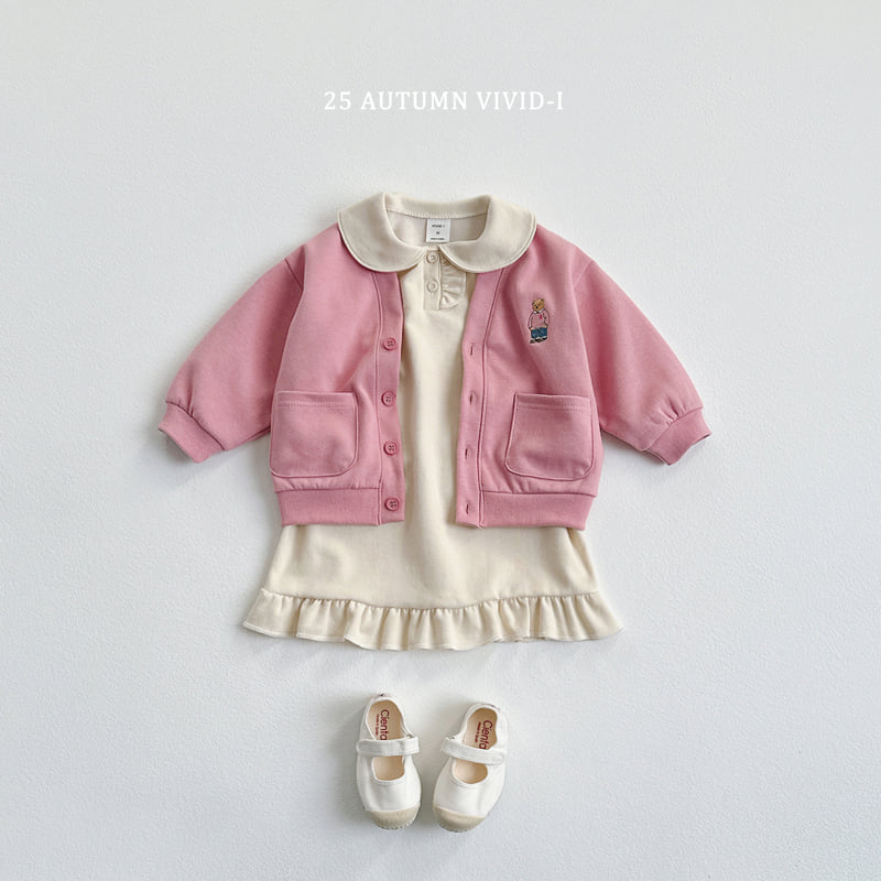 Vivid I - Korean Children Fashion - #kidsshorts - Bear Embroidery Cardigan - 10