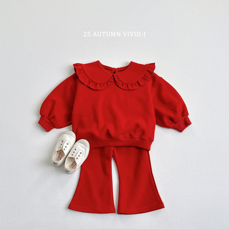 Vivid I - Korean Children Fashion - #kidsshorts - Round Collar Bootcut Set - 5