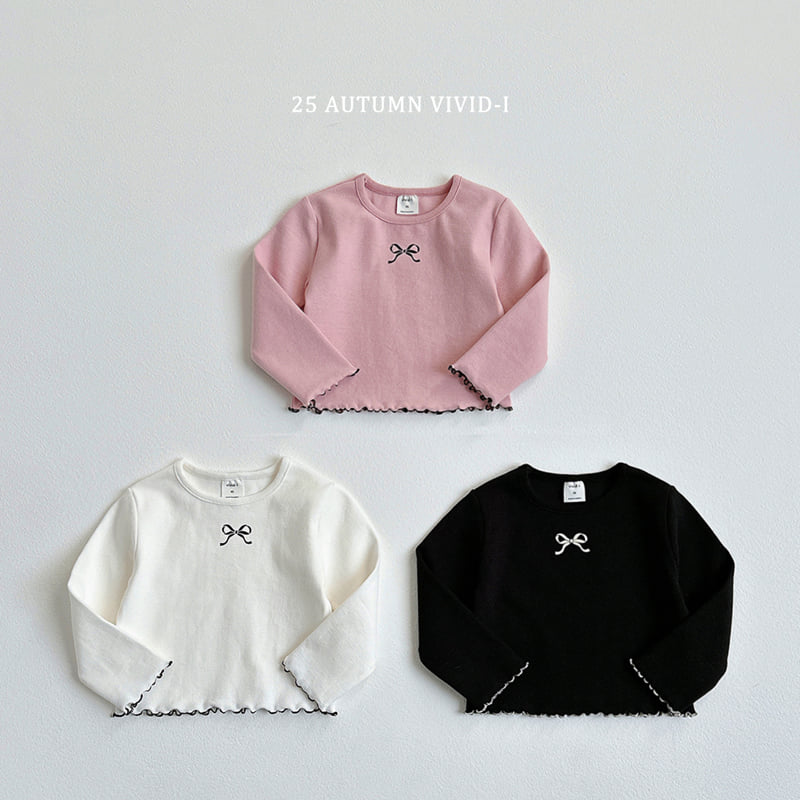 Vivid I - Korean Children Fashion - #kidsshorts - Ribbon Embossed Sweatshirt