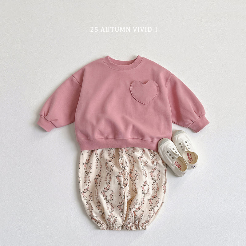 Vivid I - Korean Children Fashion - #kidsshorts - Heart Pocket Sweatshirt - 11