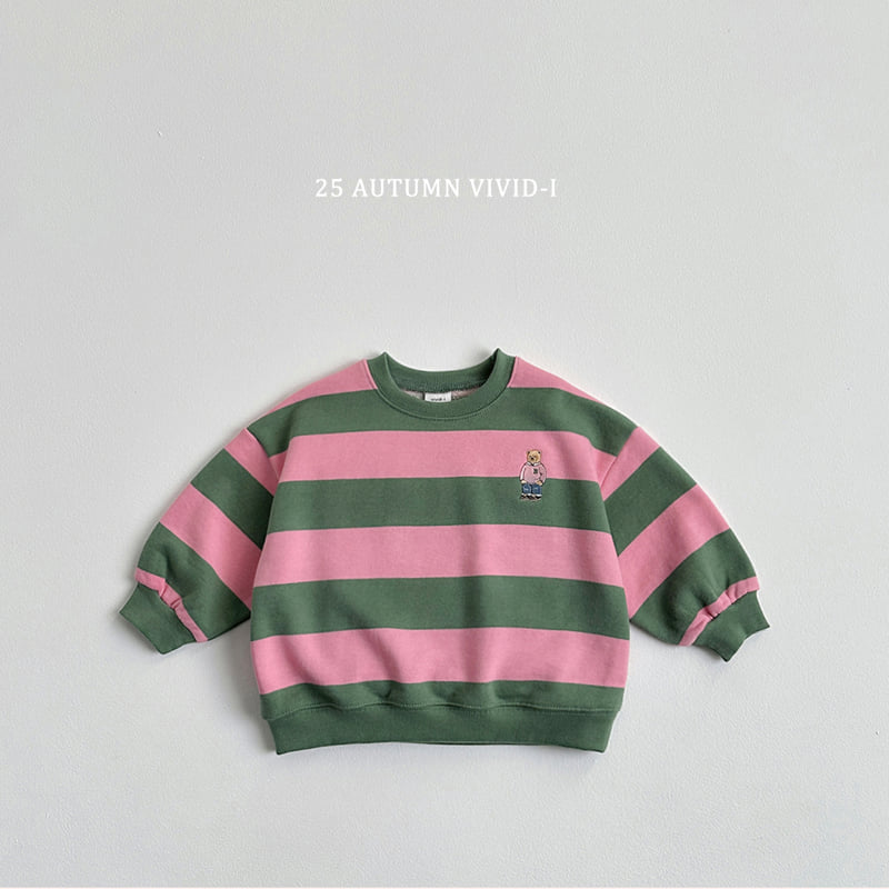 Vivid I - Korean Children Fashion - #kidsstore - Bold Stripe Bear Sweatshirt - 5
