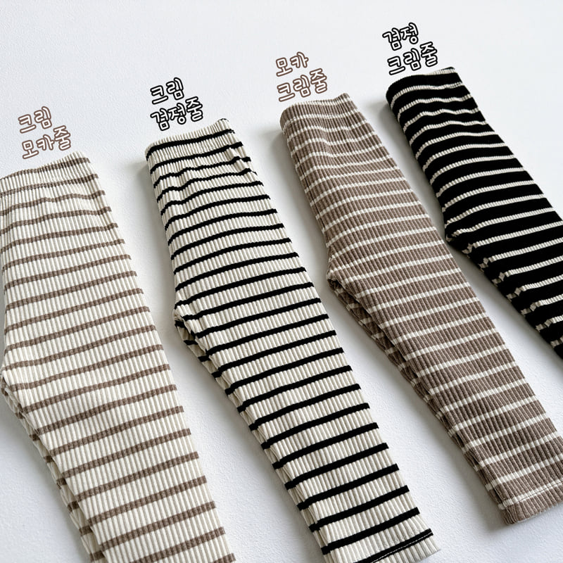 Vivid I - Korean Children Fashion - #kidsshorts - Ribbed Striped Leggings - 4