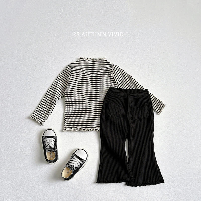 Vivid I - Korean Children Fashion - #kidsstore - Stripe Ribbed Wave Tee - 5