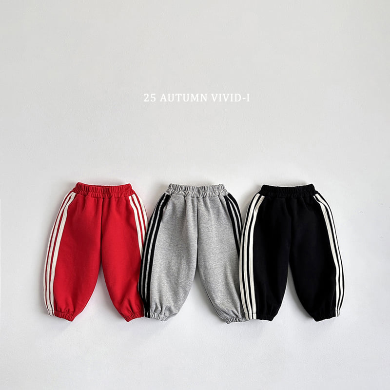 Vivid I - Korean Children Fashion - #kidsstore - Triple Line Jogger Pants - 3