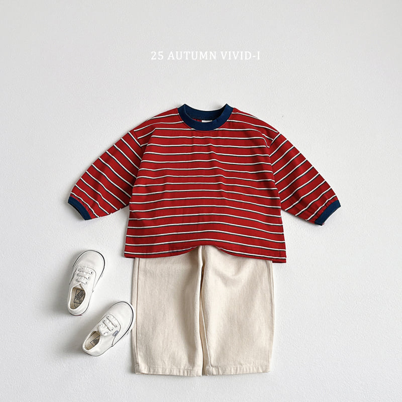 Vivid I - Korean Children Fashion - #kidzfashiontrend - Smile Label Stripe Tee - 10
