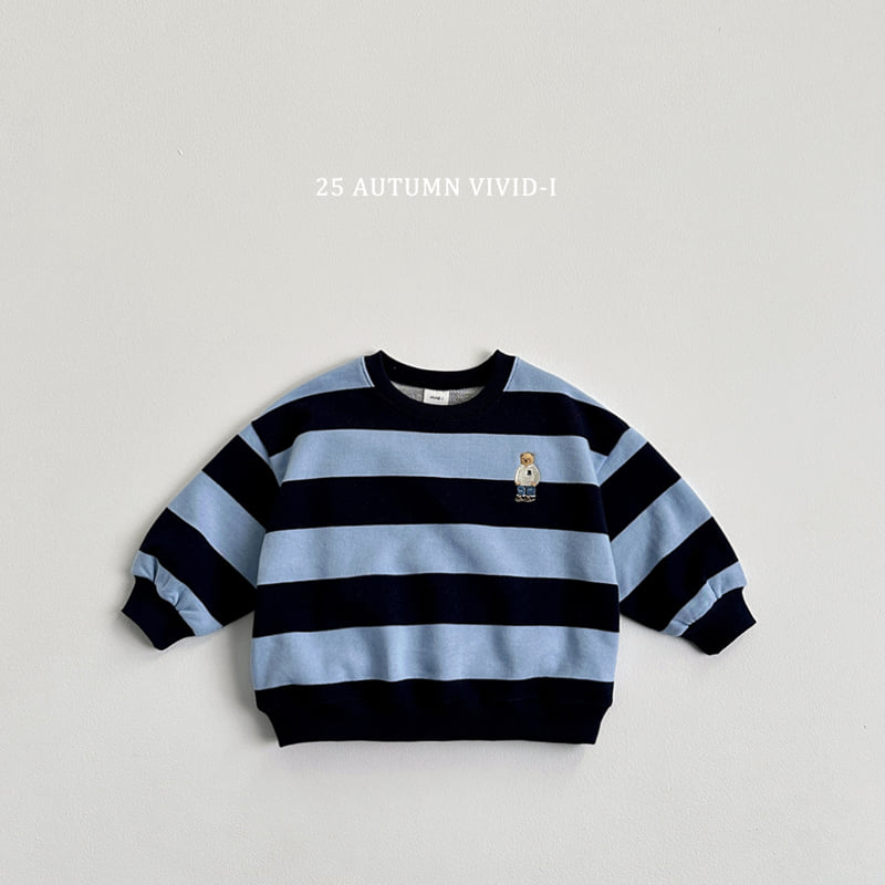 Vivid I - Korean Children Fashion - #kidzfashiontrend - Bold Stripe Bear Sweatshirt - 6