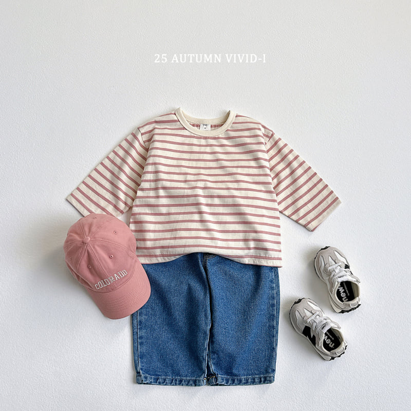 Vivid I - Korean Children Fashion - #kidsstore - Cuff Stripe Tee - 4