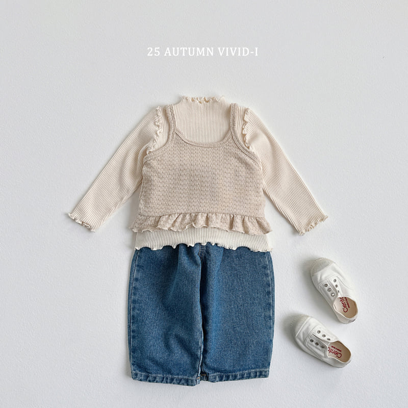Vivid I - Korean Children Fashion - #kidzfashiontrend - Ribbed Wavel Tee - 8