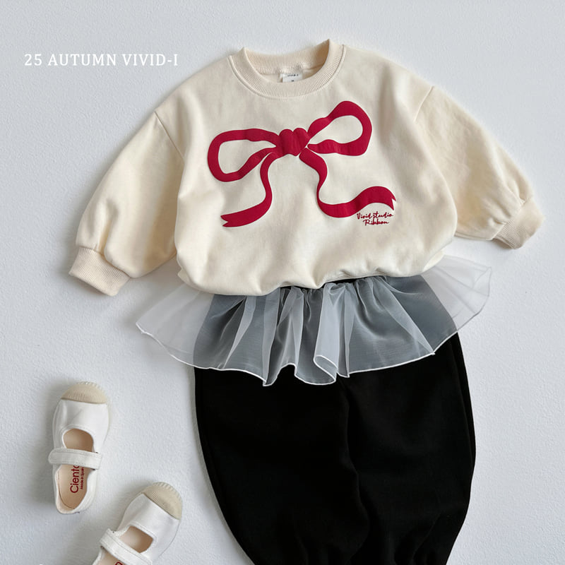 Vivid I - Korean Children Fashion - #kidzfashiontrend - Ribbon Embossed Sweatshirt - 12