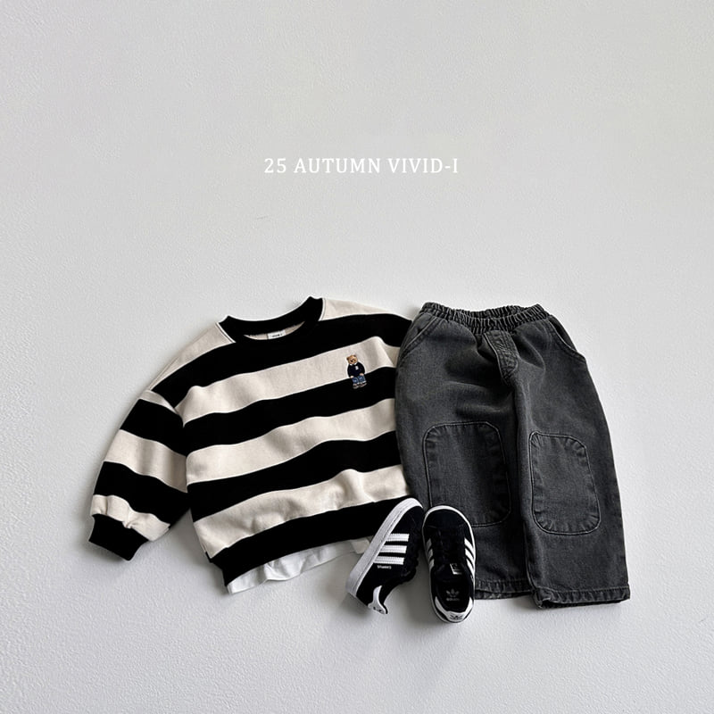 Vivid I - Korean Children Fashion - #littlefashionista - Bold Stripe Bear Sweatshirt - 8