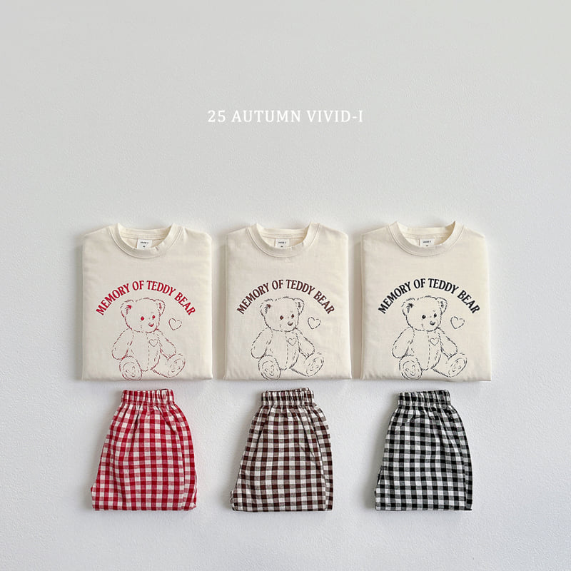 Vivid I - Korean Children Fashion - #littlefashionista - Bear Check Set
