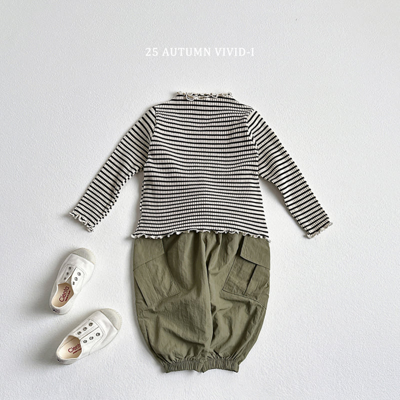 Vivid I - Korean Children Fashion - #littlefashionista - Stripe Ribbed Wave Tee - 8