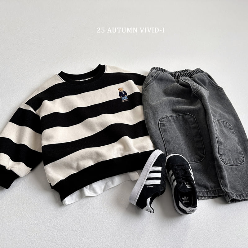 Vivid I - Korean Children Fashion - #magicofchildhood - Bold Stripe Bear Sweatshirt - 9