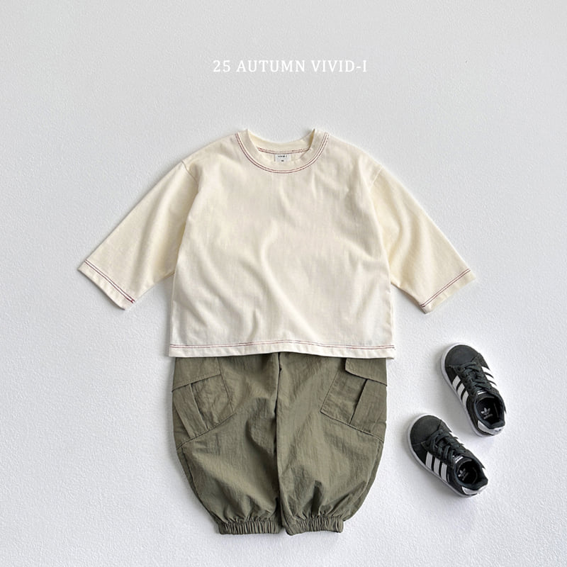 Vivid I - Korean Children Fashion - #magicofchildhood - Line Stitch Tee - 9