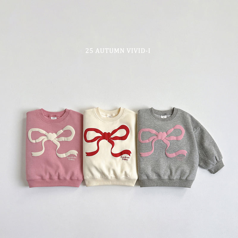 Vivid I - Korean Children Fashion - #magicofchildhood - Ribbon Embossed Sweatshirt