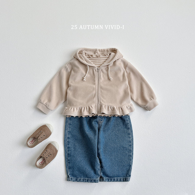 Vivid I - Korean Children Fashion - #magicofchildhood - Velour Zip-Up Set - 12