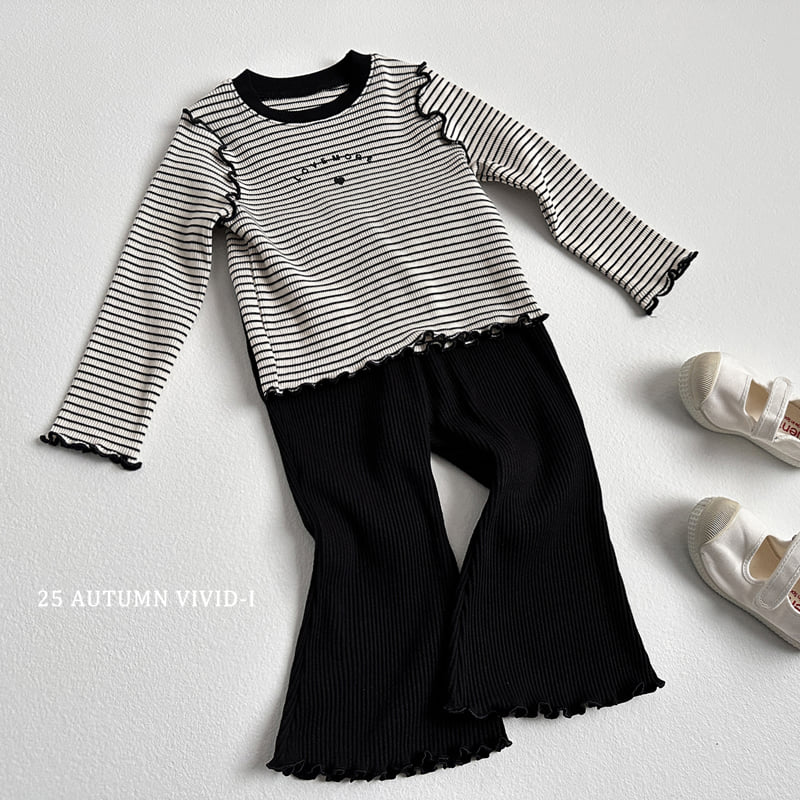 Vivid I - Korean Children Fashion - #magicofchildhood - Ribbed Wave Bootcut Pants - 10
