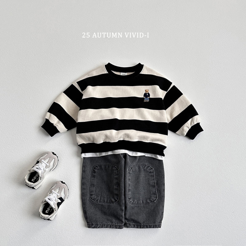 Vivid I - Korean Children Fashion - #prettylittlegirls - Bold Stripe Bear Sweatshirt - 11