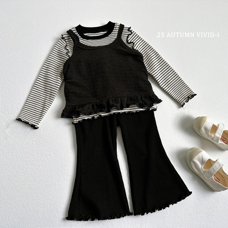 Vivid I - Korean Children Fashion - #prettylittlegirls - Ribbed Wave Bootcut Pants - 12