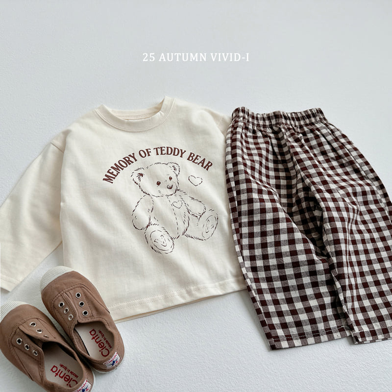 Vivid I - Korean Children Fashion - #stylishchildhood - Bear Check Set - 7