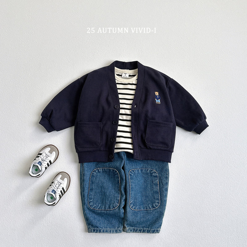 Vivid I - Korean Children Fashion - #toddlerclothing - Bear Embroidery Cardigan - 4