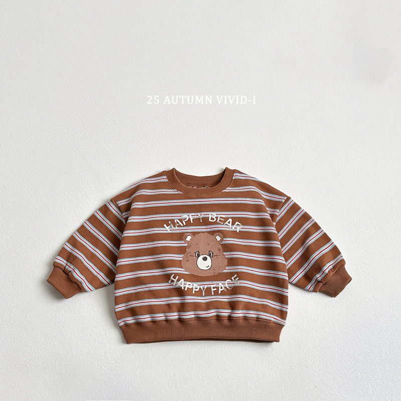 Vivid I - Korean Children Fashion - #toddlerclothing - Happy Bear Stripe Sweatshirt - 5
