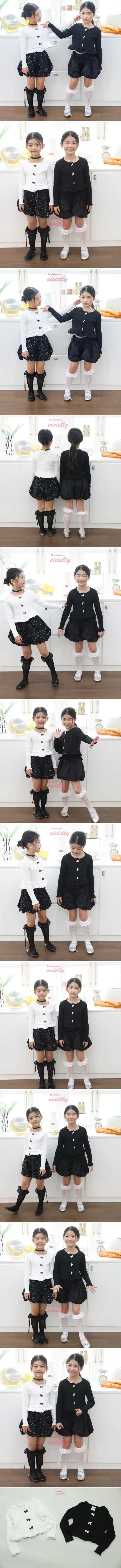Vivielly - Korean Children Fashion - #kidsshorts - Coco Ribbon Cardigan - 2