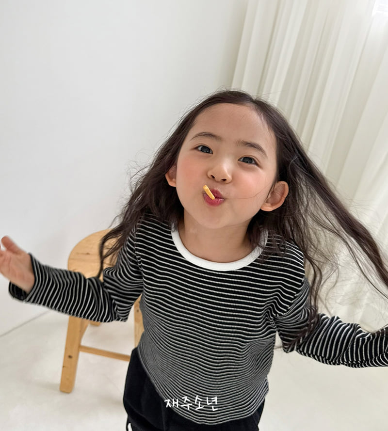 Witty Boy - Korean Children Fashion - #childrensboutique - Jenny Ribbed Stripe Tee - 6