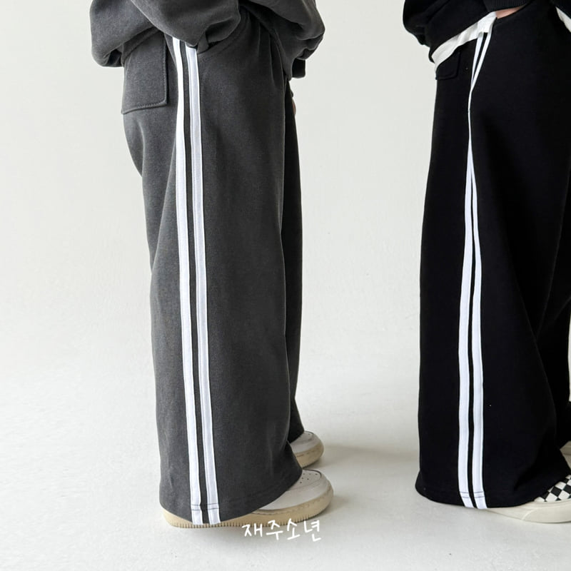 Witty Boy - Korean Children Fashion - #designkidswear - Double Line Track Pants (Black) - 5