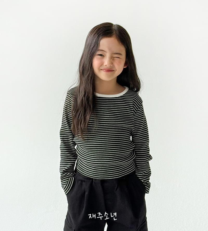 Witty Boy - Korean Children Fashion - #kidsstore - Jenny Ribbed Stripe Tee - 11