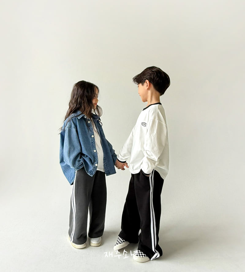 Witty Boy - Korean Children Fashion - #littlefashionista - Double Line Track Pants (Black) - 12
