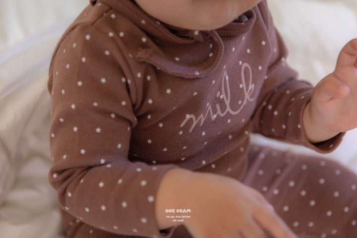 1 Gram - Korean Baby Fashion - #babyfashion - Milk Top Bottom Set - 5