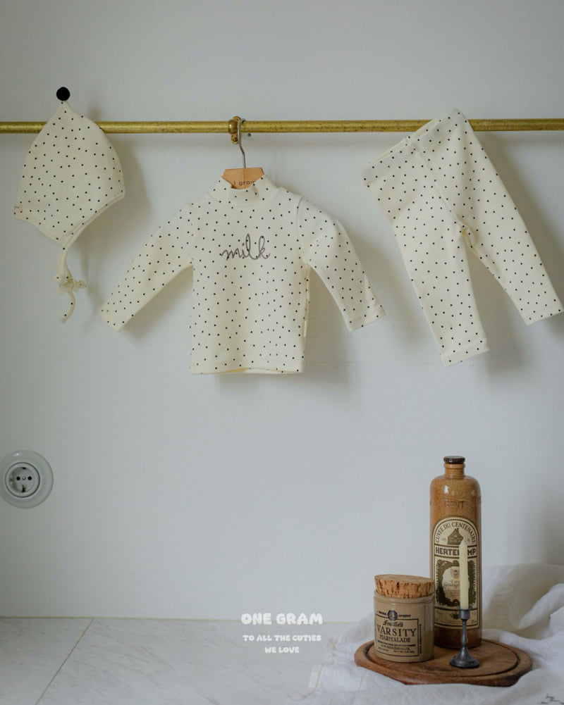 1 Gram - Korean Baby Fashion - #babyoutfit - Milk Top Bottom Set - 12