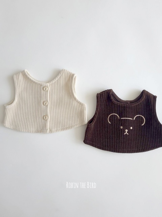 Bear Embroidery Reversible Vest Bear Embroidery Reversible Vest