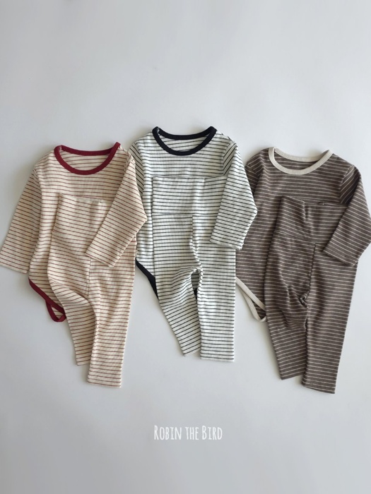 Striped Ribbed Bodysuit Set