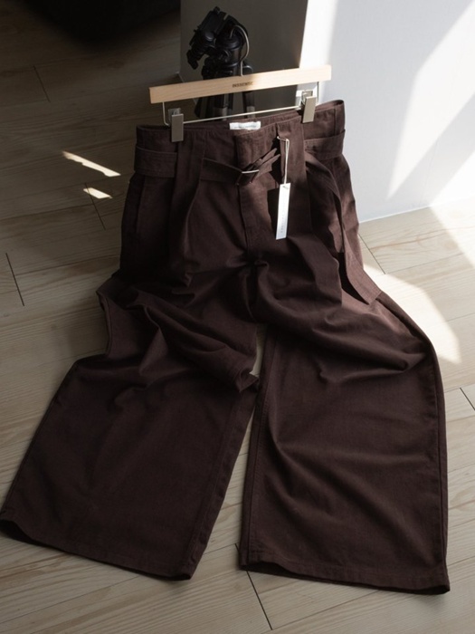 Premium Peach Volume Belted Wide Pants Premium Peach Volume Belted Wide Pants