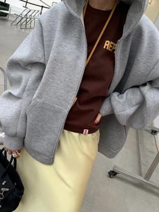 Oversized Neoprene Balloon Sleeve Two Way Zipped Hoodie Oversized Neoprene Balloon Sleeve Two Way Zipped Hoodie