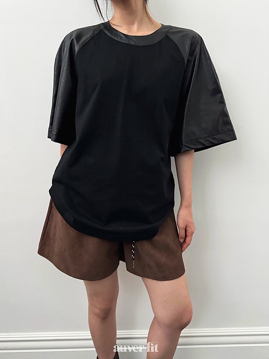 Leather Raglan Short Sleeved Tee Leather Raglan Short Sleeved Tee