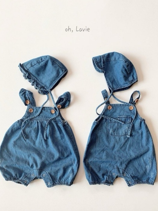 Baby Denim Suit Bonnet Set Baby Denim Suit Bonnet Set