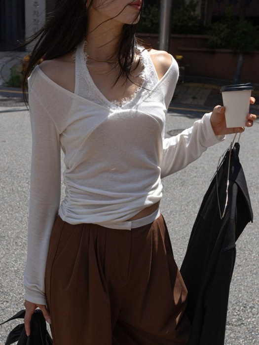 Lace Halter Layered Soft Top