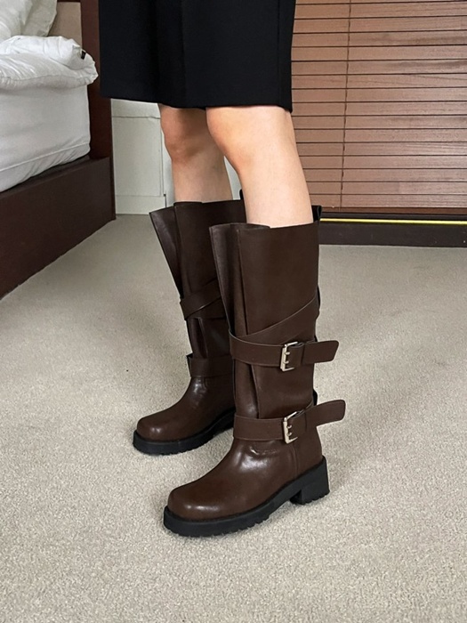 FW Buckle Strap Biker Half Boots