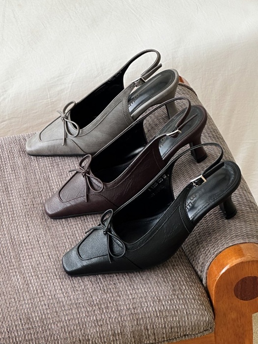 Slim Ribbon Stiletto Mule Slingback Heels