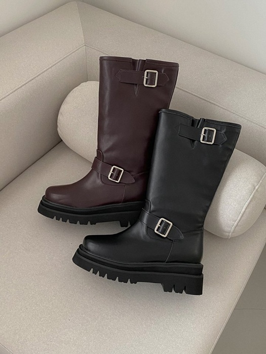 Mid Buckle Strap Walker Boots