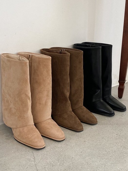 Suede Slim Round Boots