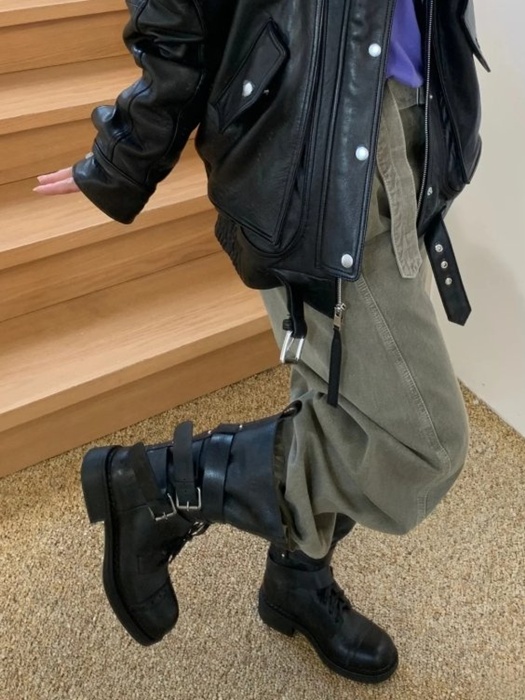 Half Buckle Strap Walker Boots