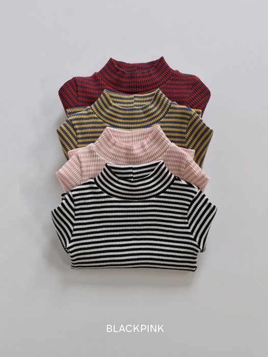 Ribbed Stripe Mock Neck Top